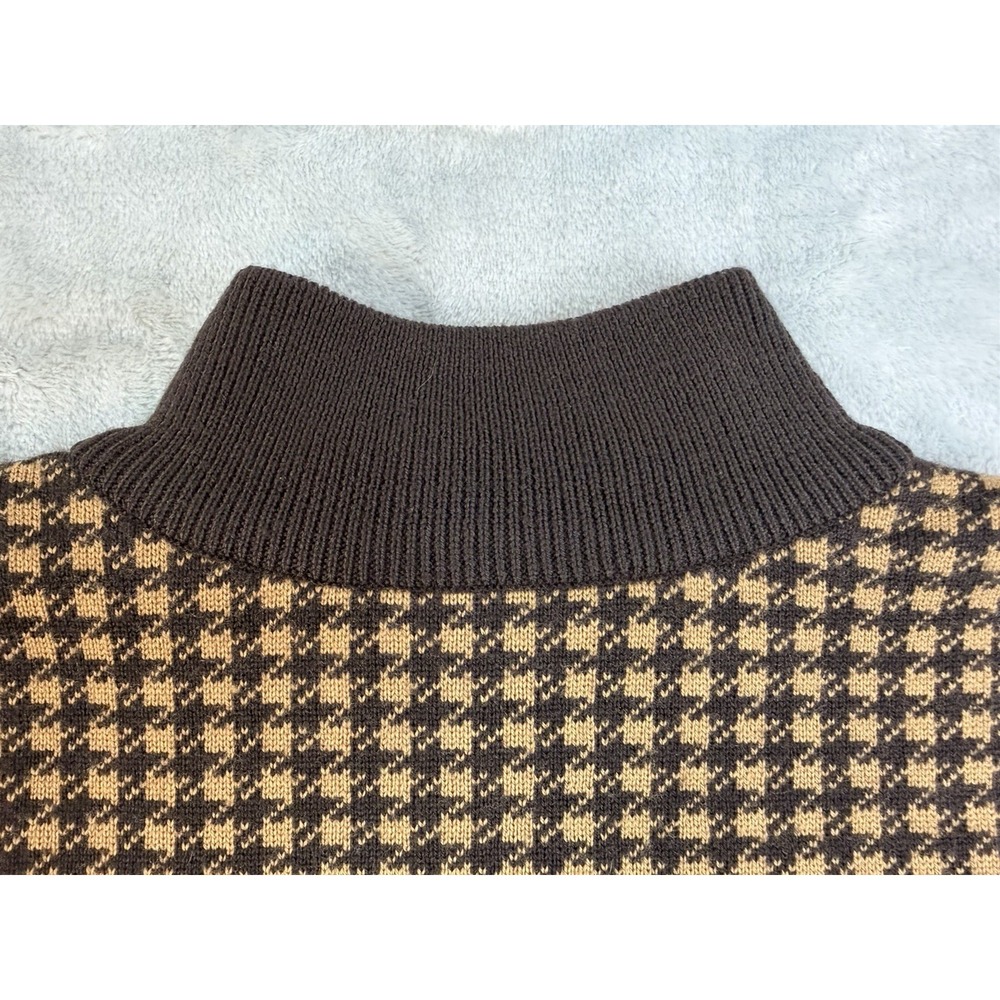 Pendleton Cardigan Womens XL Petite Brown Merino Wool Houndstooth Sweater - Picture 12 of 12